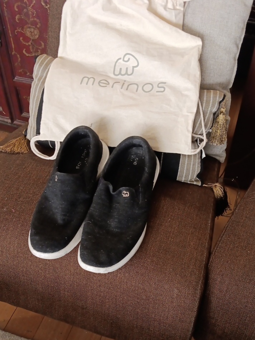 Merinos Black Slip-On Fabric Casual Loafers for Men